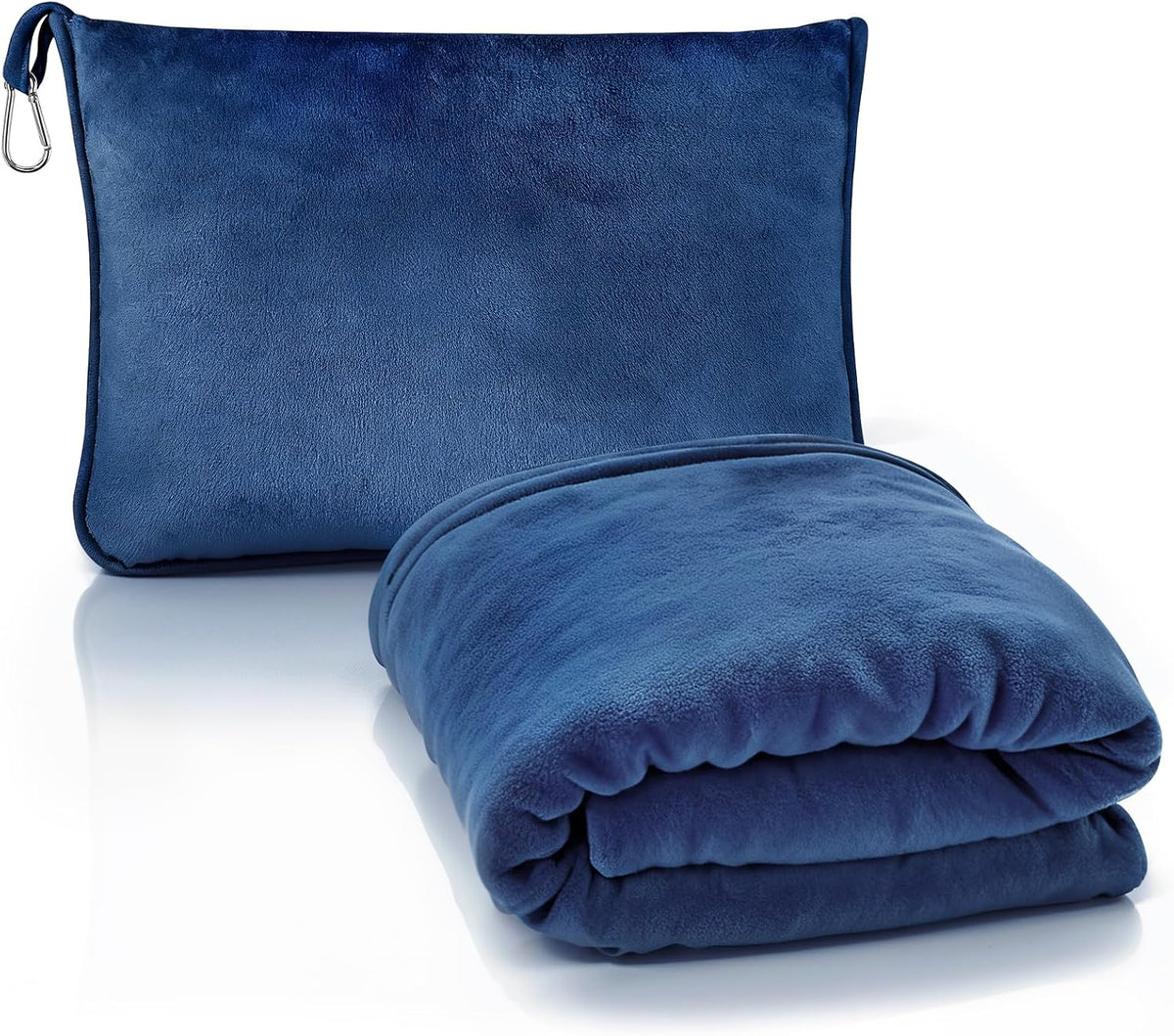 2 in 1 Travel Blanket and Pillow, Soft Micro Plush Portable Airplane Blanket, Ultralight Travel Blanket, Compact Foldable Flannel Blanket for Flights, Car, Business Trips