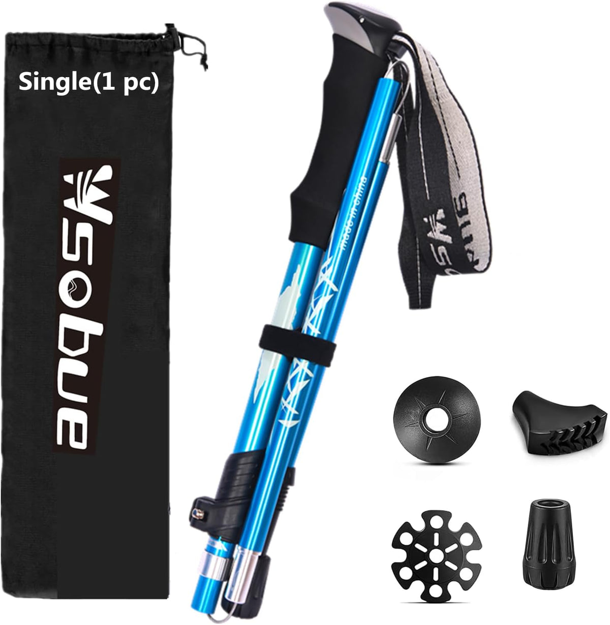 Trekking Pole, Collapsible Walking Hiking Stick for Men Women, Ultralight Aluminum Ski Pole with EVA Grip