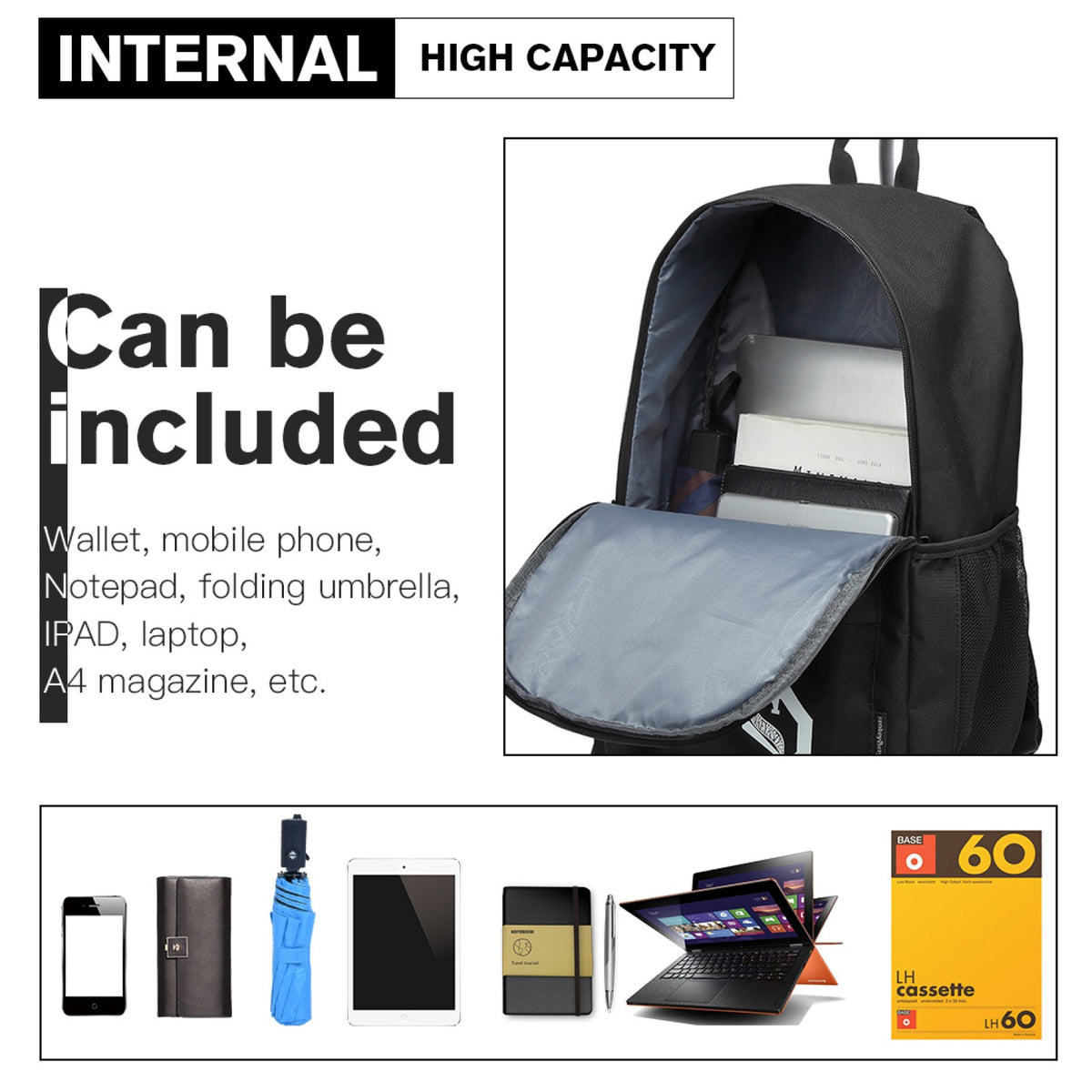 Kono Multi-functional Glow-in-the-Dark Trolley Backpack
