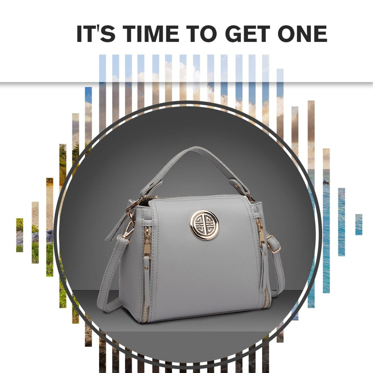 Miss Lulu Leather Look Dual Zipped Handbag