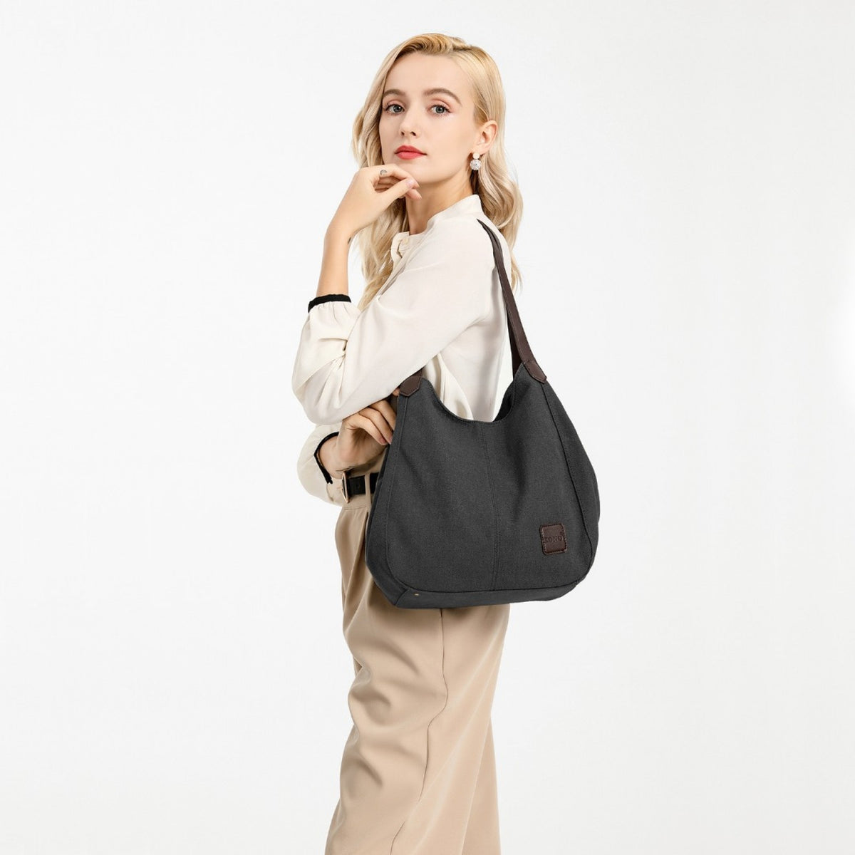 Kono Canvas Shoulder Tote Bag