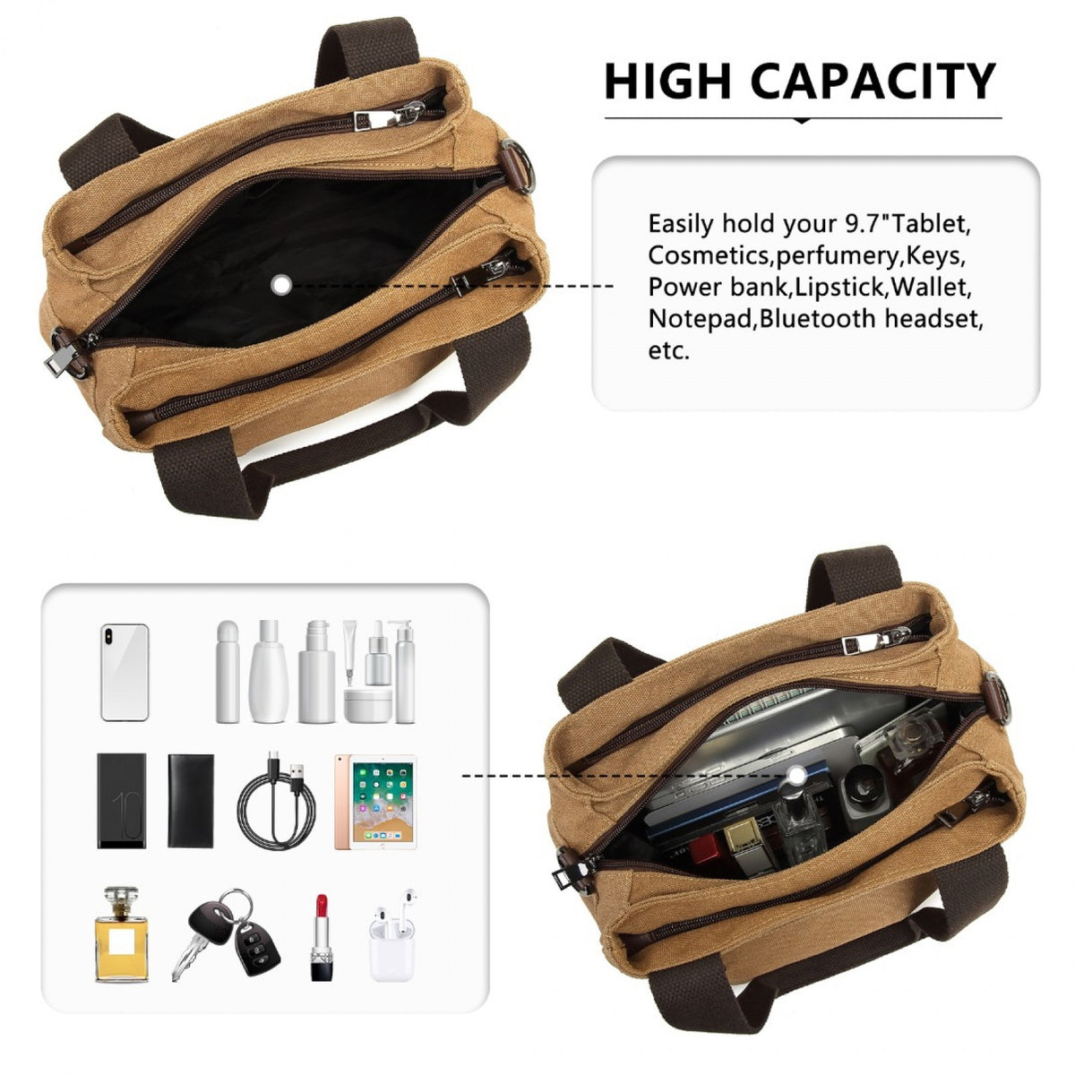 Kono Canvas Multi-Functional Cross Body Bag