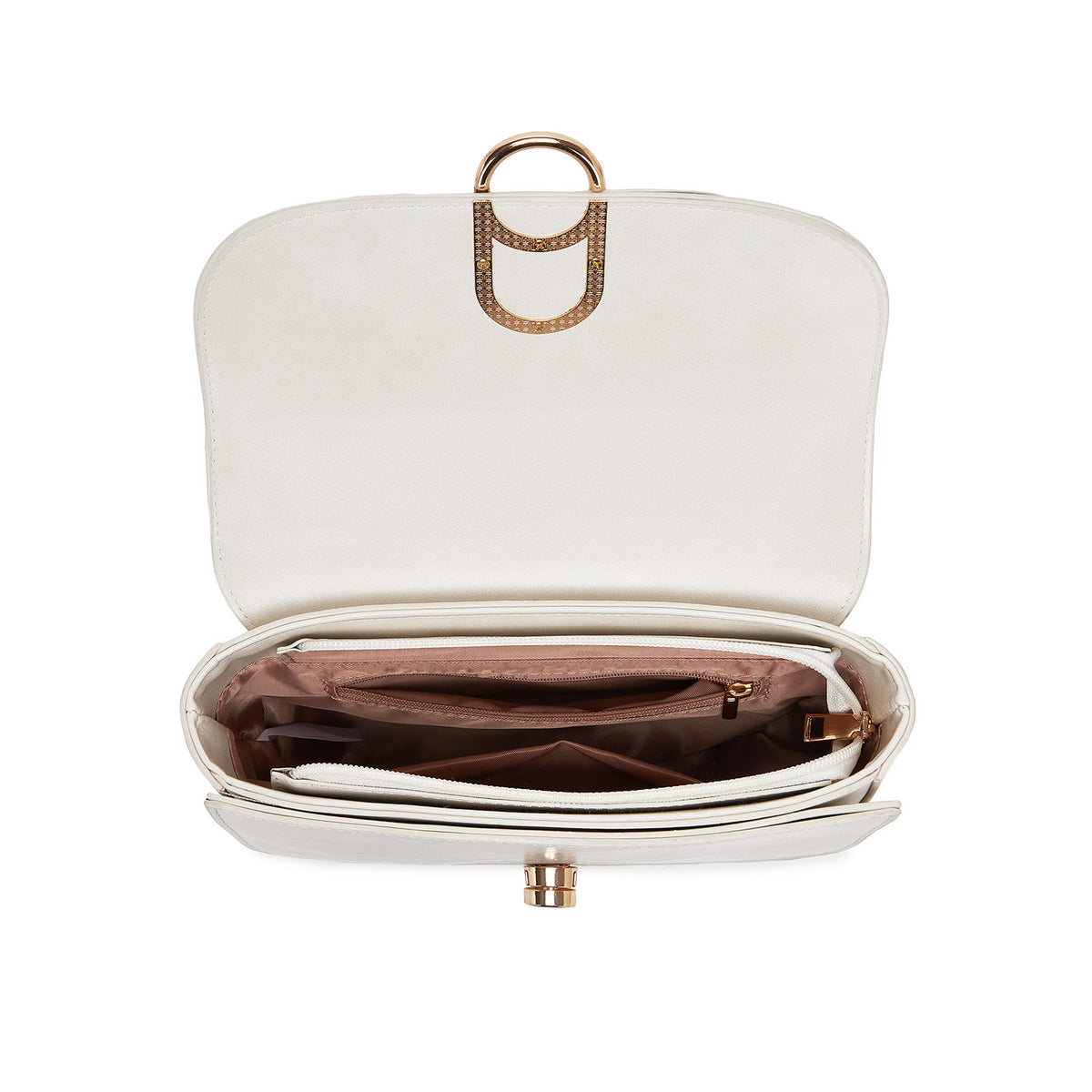 Miss Lulu Stylish PU Saddle Bag with Chain-Accent Top Handle & Adjustable Strap