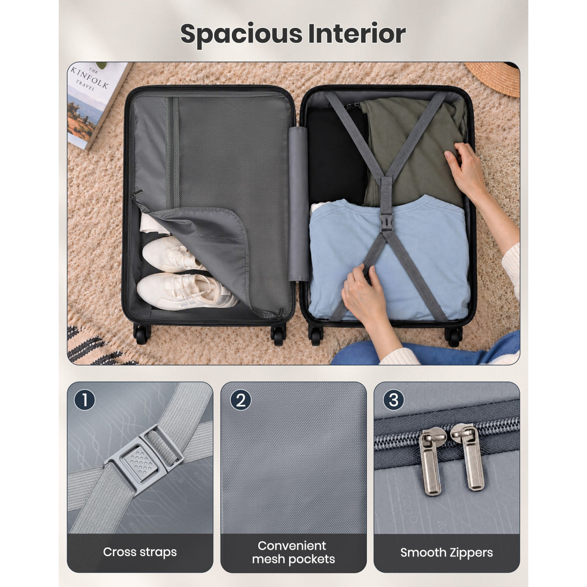 Kono Suitcase- Streamlined Lightweight ABS Hardshell