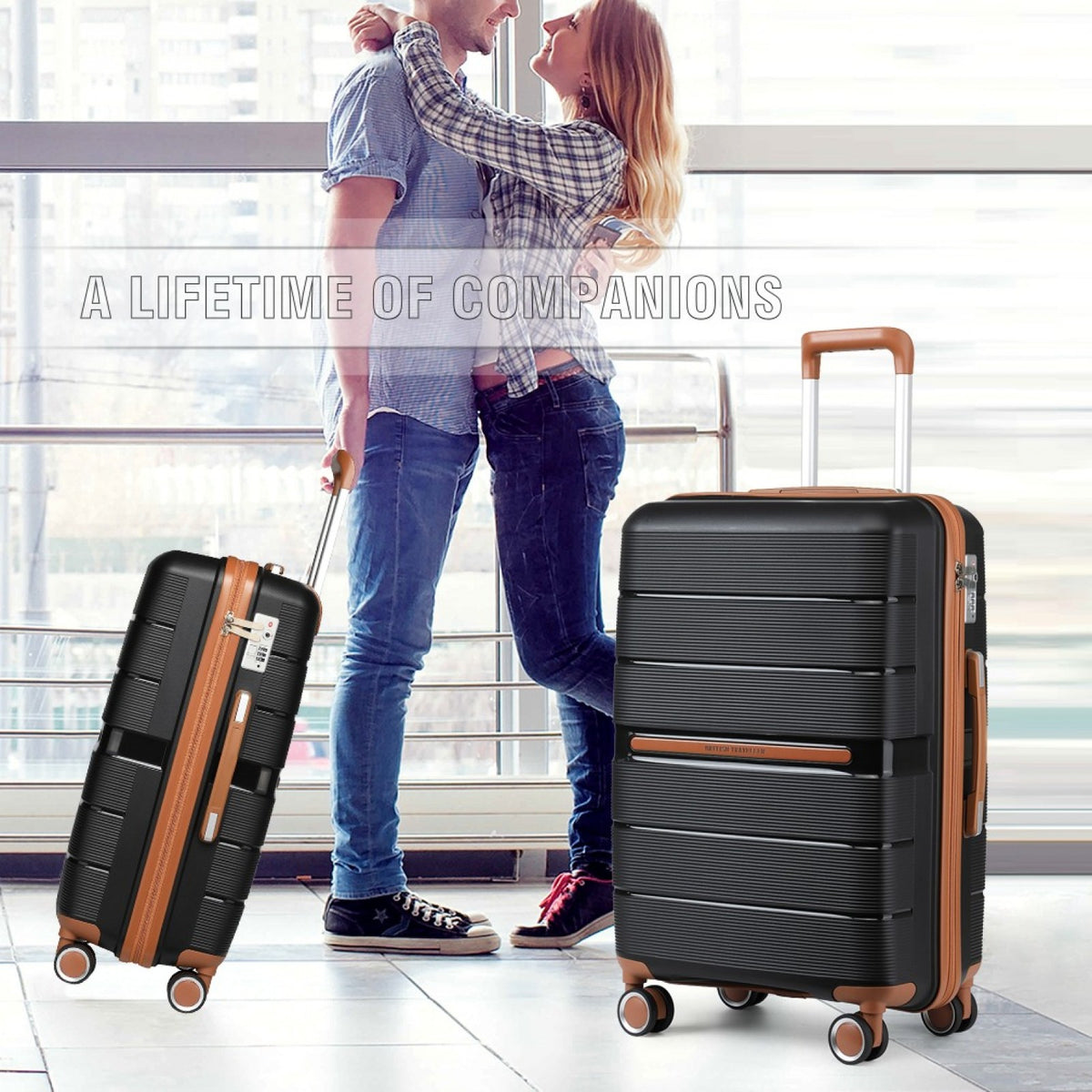 British Traveller Multi-Texture Polypropylene Hard Shell Suitcase With TSA Lock