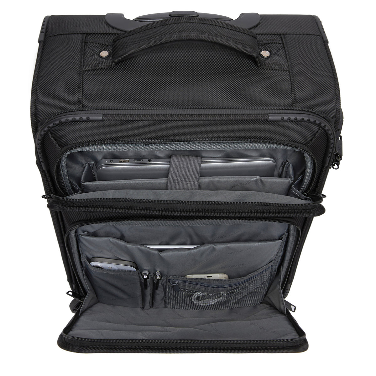 British Traveller Durable Softshell Suitcase with Front Laptop Compartment