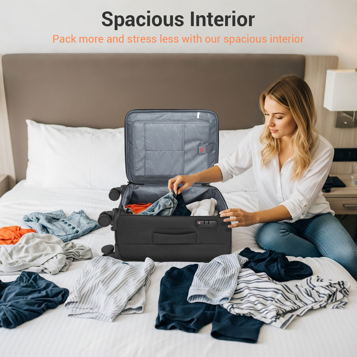 British Traveller Sleek Tough Travel Soft-Shell Suitcase