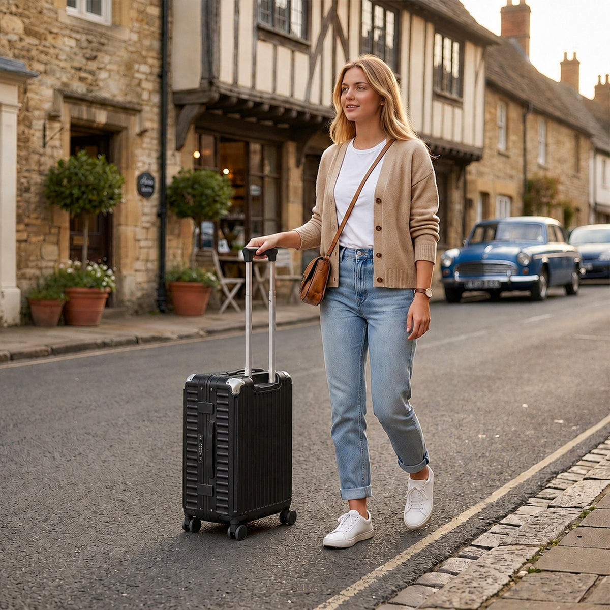 Kono Zipperless Aluminium Frame PC Hard Shell Suitcase– Smart Lock