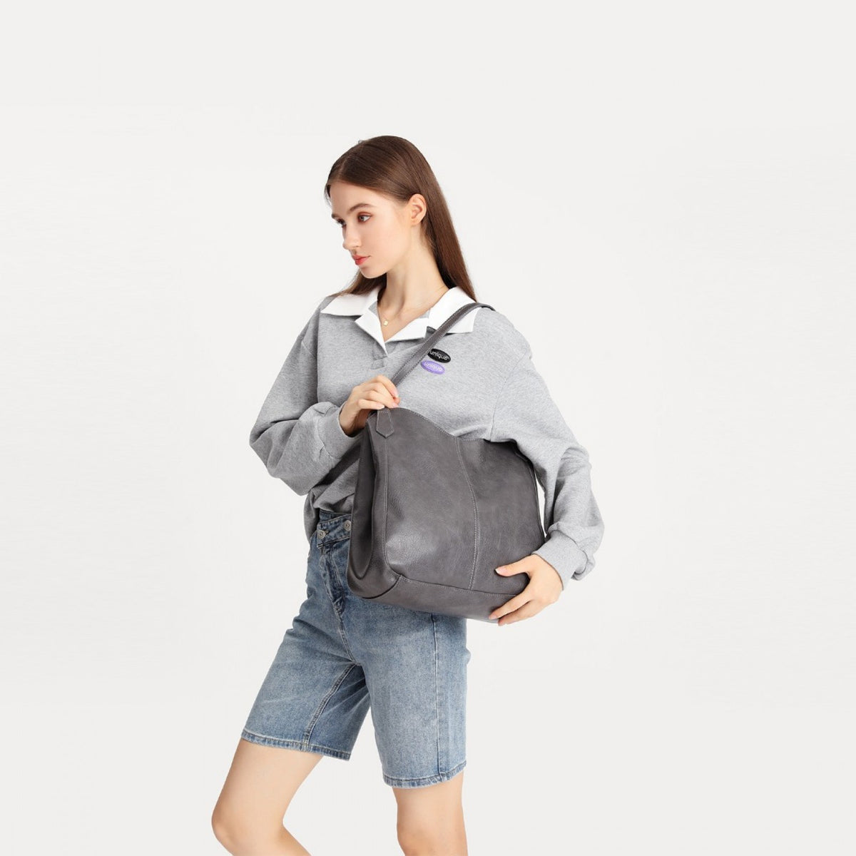 Miss Lulu Soft Leather Multiple Pocket Tote Shoulder Bag