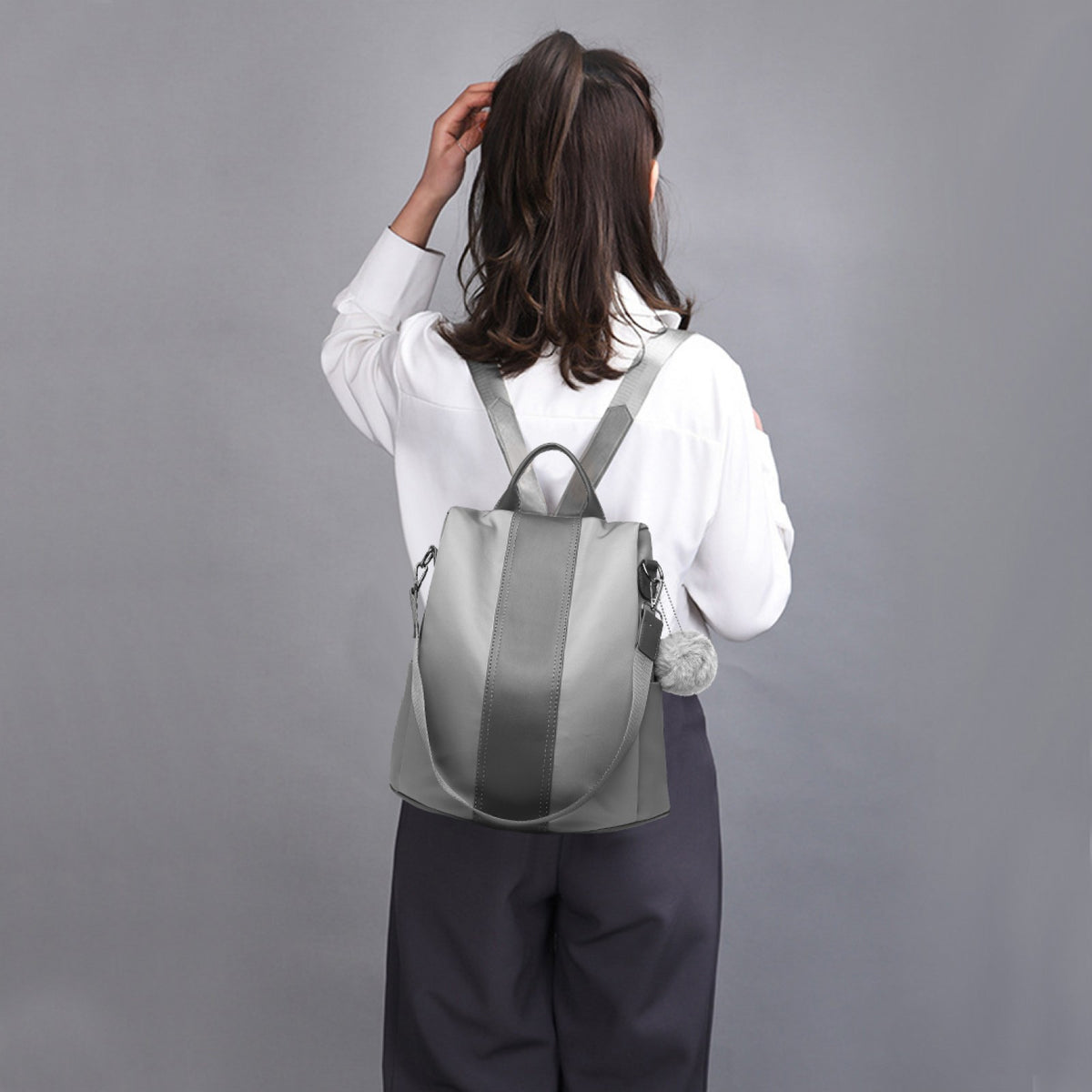 Miss Lulu Two Way Backpack Shoulder Bag with Pom Pom Pendant