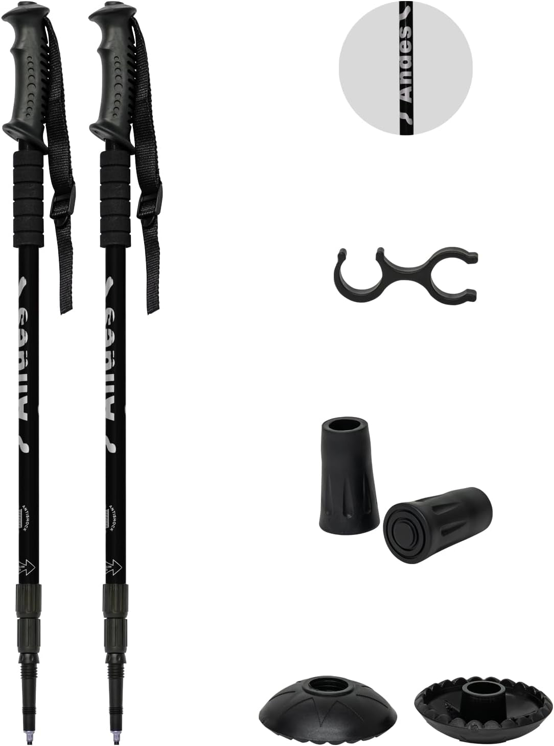 Pair of Telescopic Extending Adjustable Antishock Hiking/Walking Poles