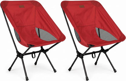 Folding Camping Chair, Pack of 1 - Compact & Lightweight Outdoor Chair for Adults, Comfortable Sitting, Ideal for Garden, Beach, Picnic, and Adventures (Red)