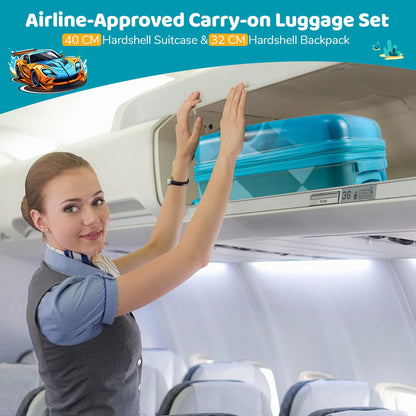 2 Pieces Kid Luggage Set with 4 Spinner Wheels and Telescopic Handle
