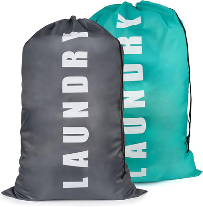 2 PCS Travel Laundry Bags, 24" X 36" Portable Large Laundry Bag (Grey,Blue)