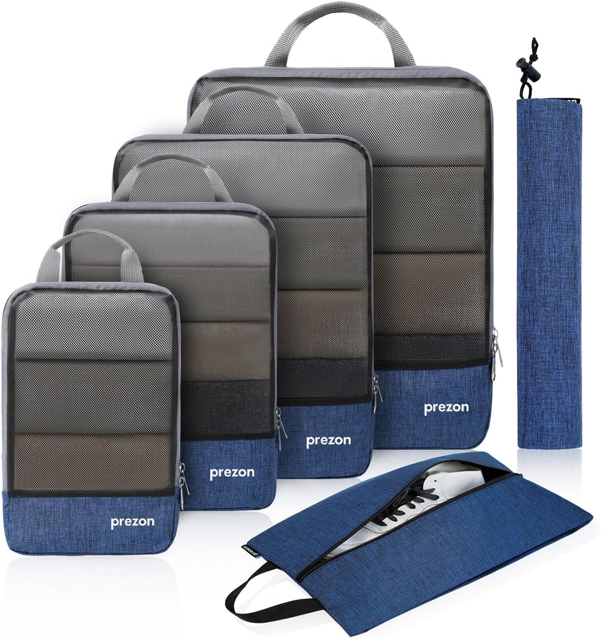 Compression Packing Cubes, Luggage Organiser Set, Extensible Suitcase Organiser, Packing Organisers for Suitcases, Packing Cubes for Travel or Home Storage