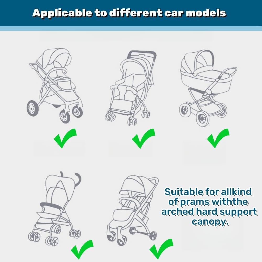 Pram Sun Shade Cover Baby Sunshade UPF 50 + Adjustable Sun Shade Canopy Breathable Pram Sun Shade for Pushchair Stroller Buggy Pram