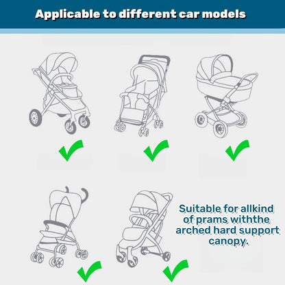 Pram Sun Shade Cover Baby Sunshade UPF 50 + Adjustable Sun Shade Canopy Breathable Pram Sun Shade for Pushchair Stroller Buggy Pram