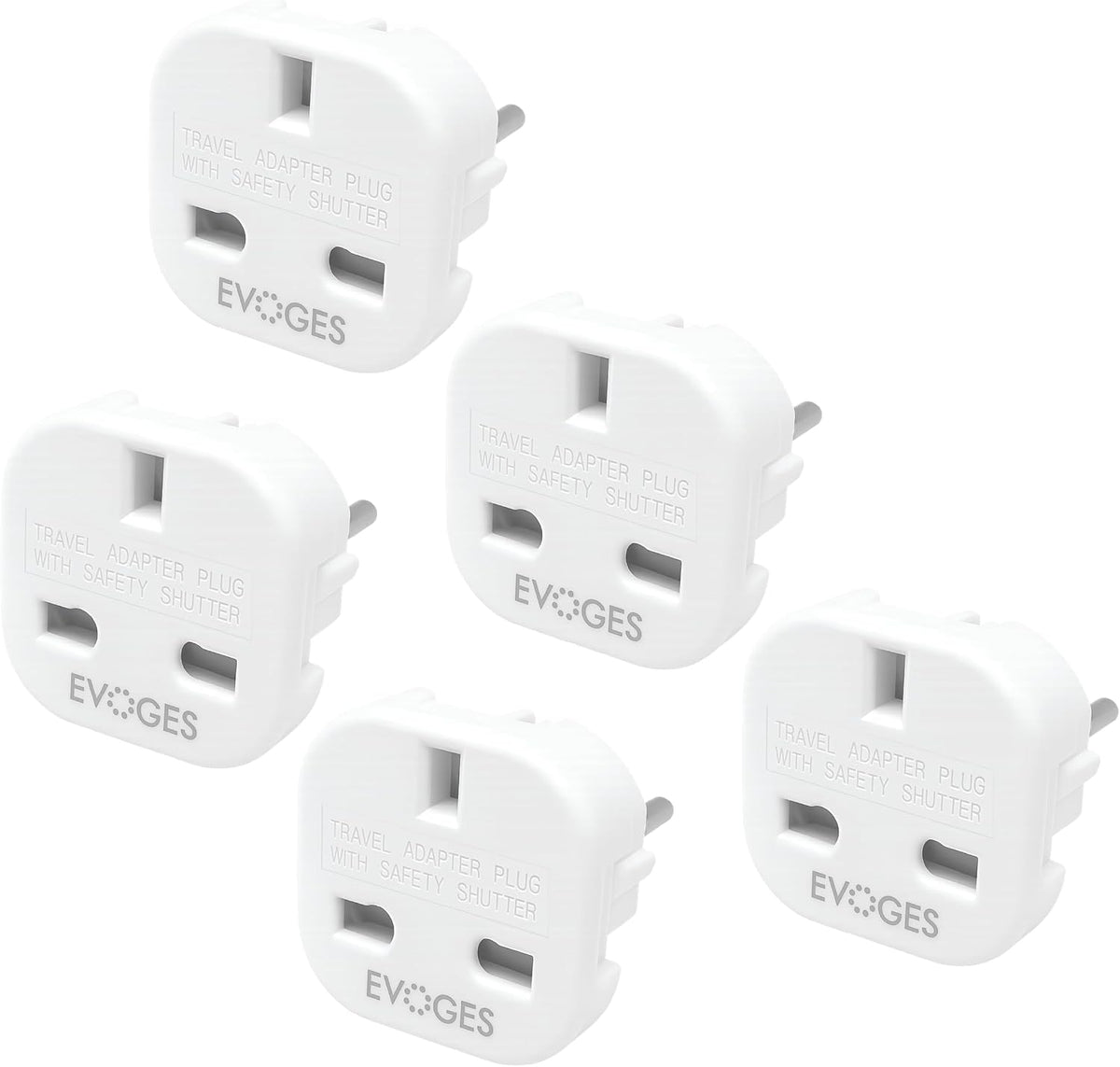 UK to European EU Travel Adapter Plug Type G to Type C,E,F, 3 Pin to 2 Pin Travel Europe White (Pack of 3)