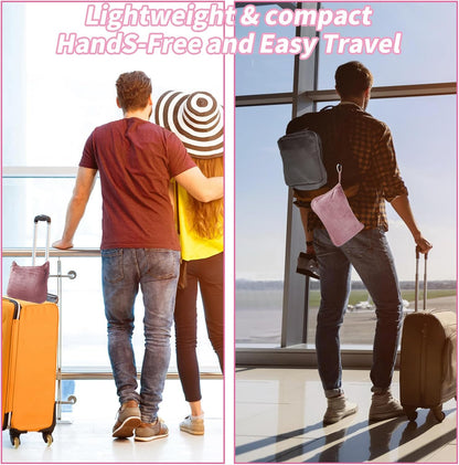 Travel Blanket and Pillow, Ultra Soft 2 in 1 Airplane Blanket with Compact Pillowcase, Luggage Strap, Lightweight Travel Essential, Ideal for Long Flights, Camping, Sunset (Light Pink)