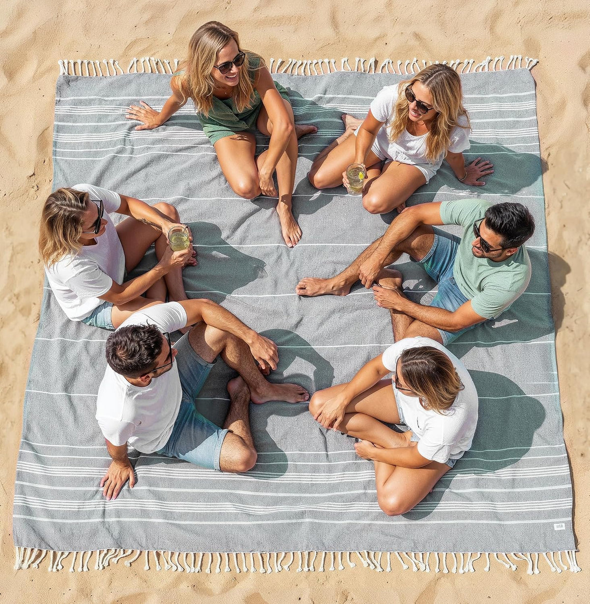 Extra Large Turkish Cotton Beach Towel Blanket – Jumbo Sand-Free Quick Dry Travel Blanket – Oversized 208X208 Cm Towel for Camping, Beach & Picnic - Regal Orchid