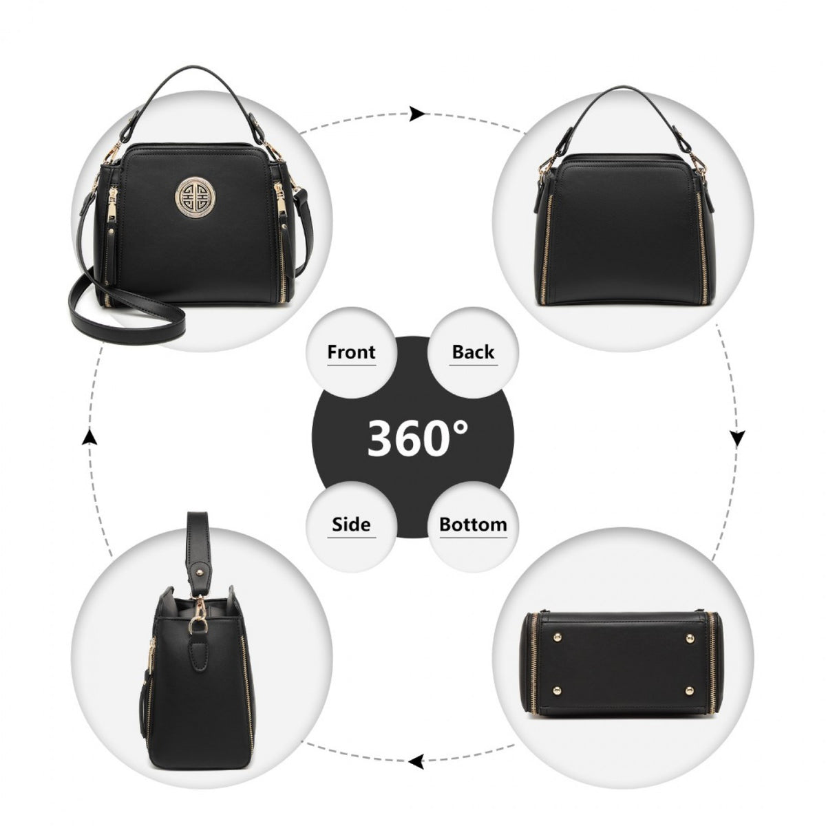 Miss Lulu Leather Look Practical Crossbody Bag