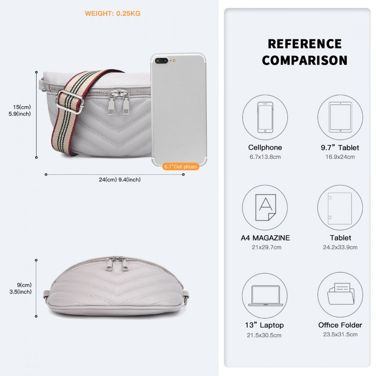 Miss Lulu Wide Strap Bum Bag Lightweight Adjustable Waist Bag
