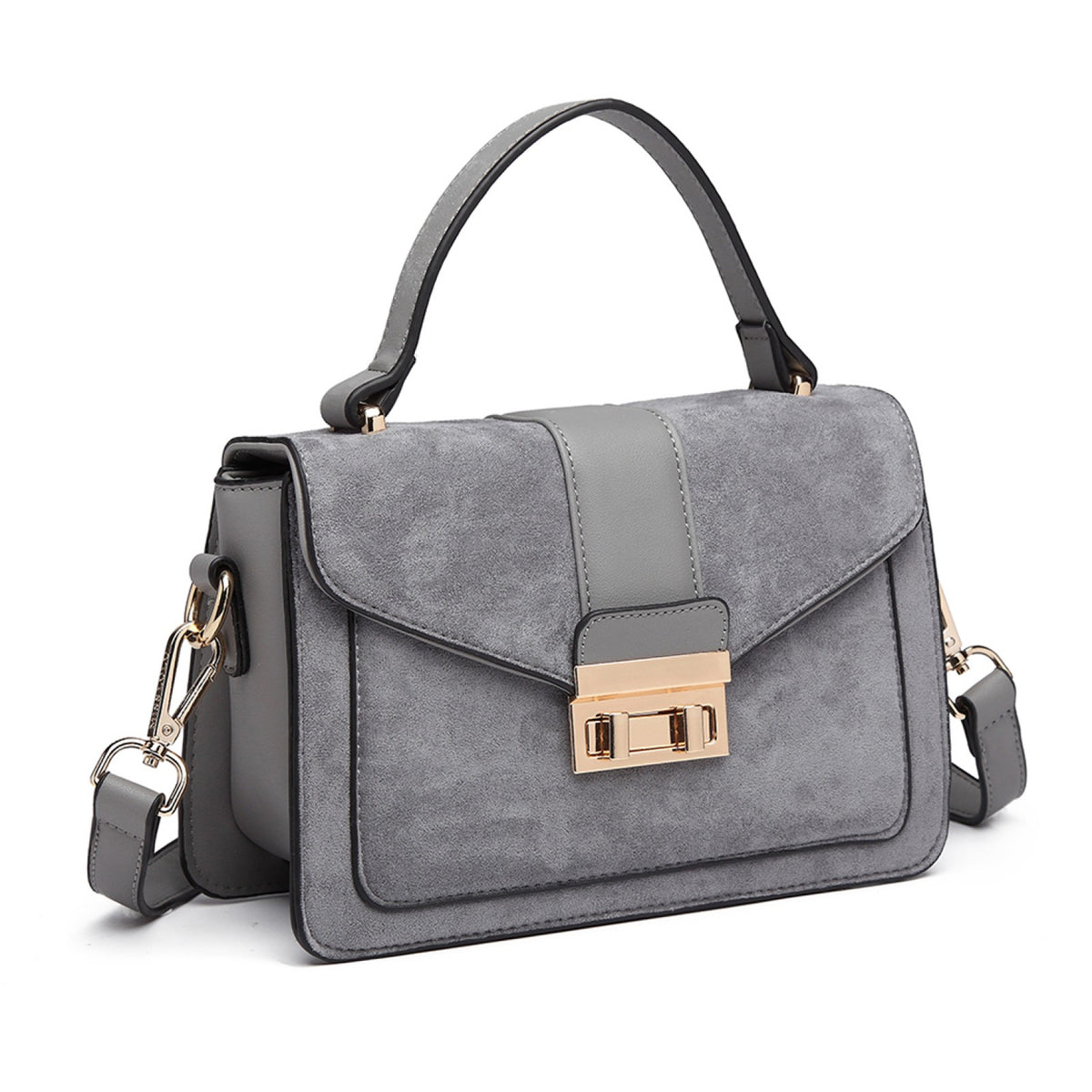 Miss Lulu Matte PU Leather Midi Handbag Cross Body Bag