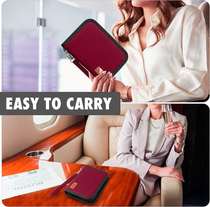 RFID Passport Holder Travel Wallet for 2 - A5 Zip Purse, Red