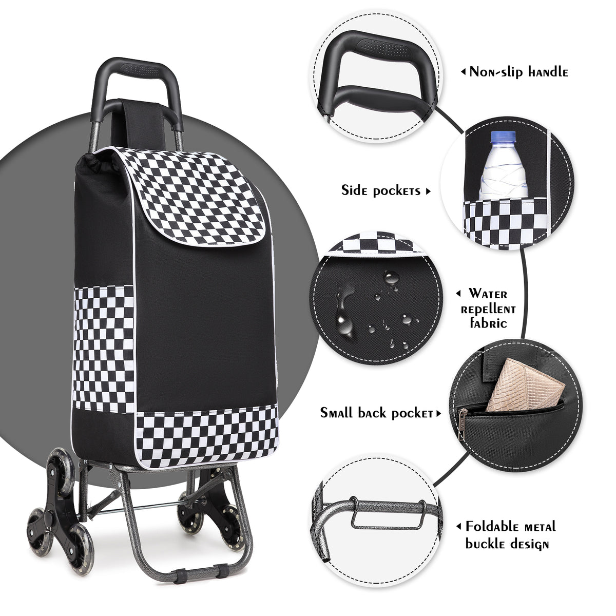 Kono 6 Wheel Push Shopping Trolley