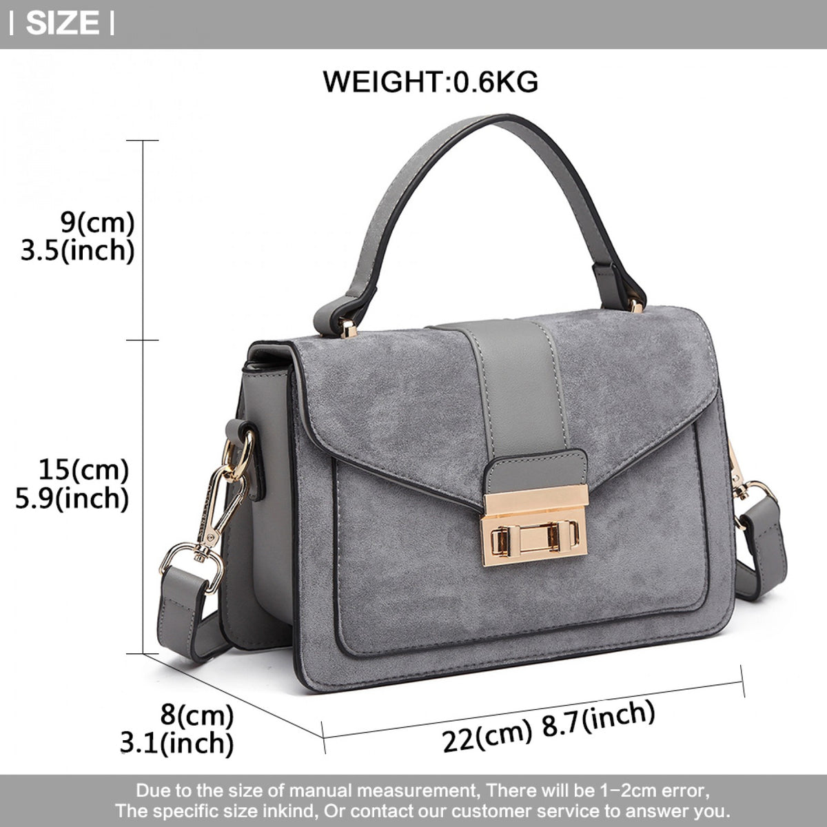 Miss Lulu Matte PU Leather Midi Handbag Cross Body Bag