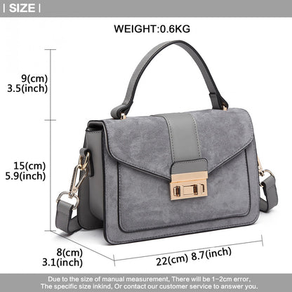 Miss Lulu Matte PU Leather Midi Handbag Cross Body Bag