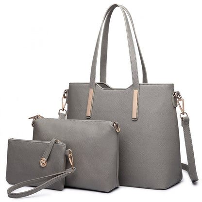 Miss Lulu Three Piece Tote Shoulder Bag And Clutch