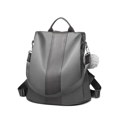Miss Lulu Two Way Backpack Shoulder Bag with Pom Pom Pendant
