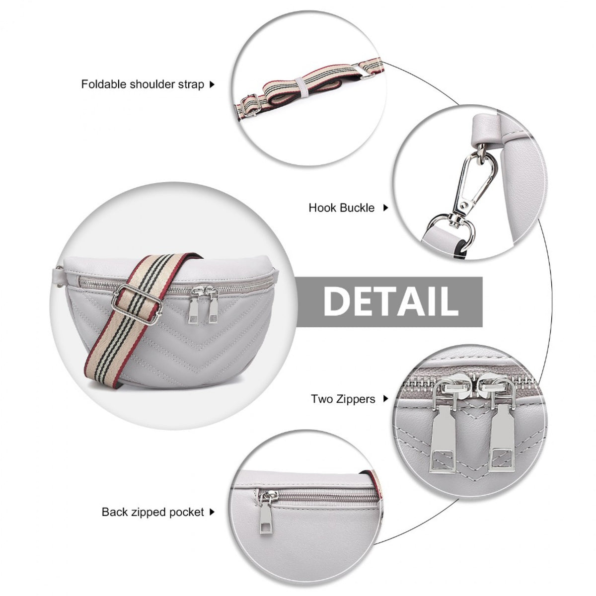 Miss Lulu Wide Strap Bum Bag Lightweight Adjustable Waist Bag
