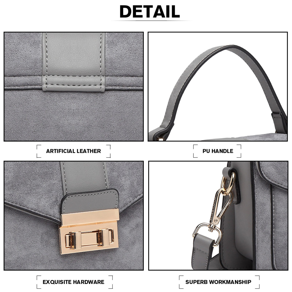 Miss Lulu Matte PU Leather Midi Handbag Cross Body Bag