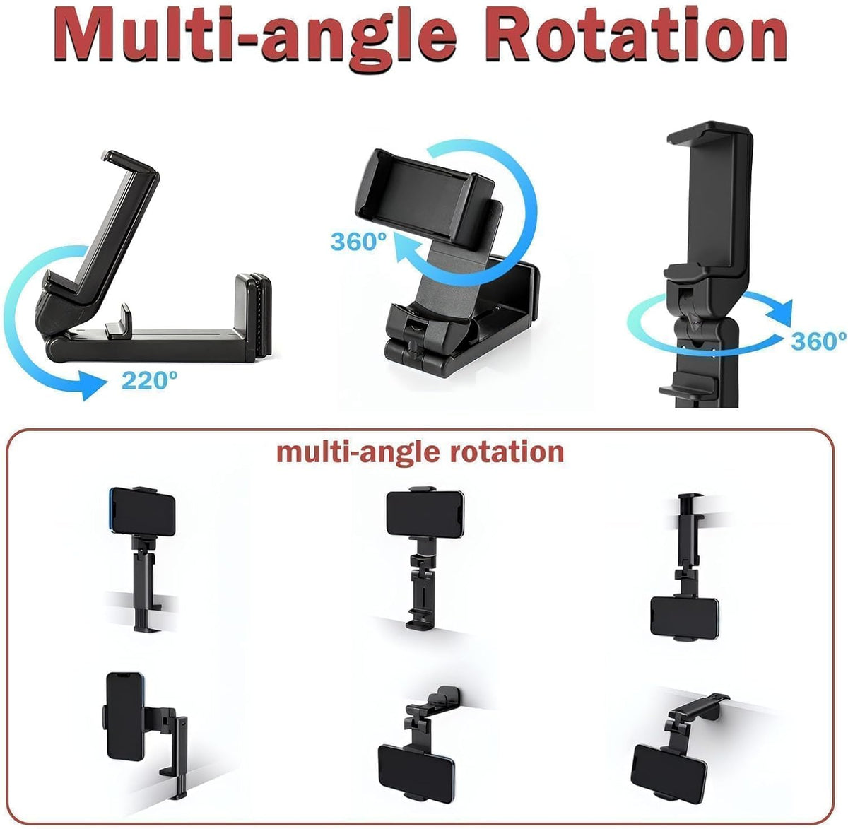 Airplane Phone Holder Adjustable 360 Degree Rotation Phone Stand for Plane
