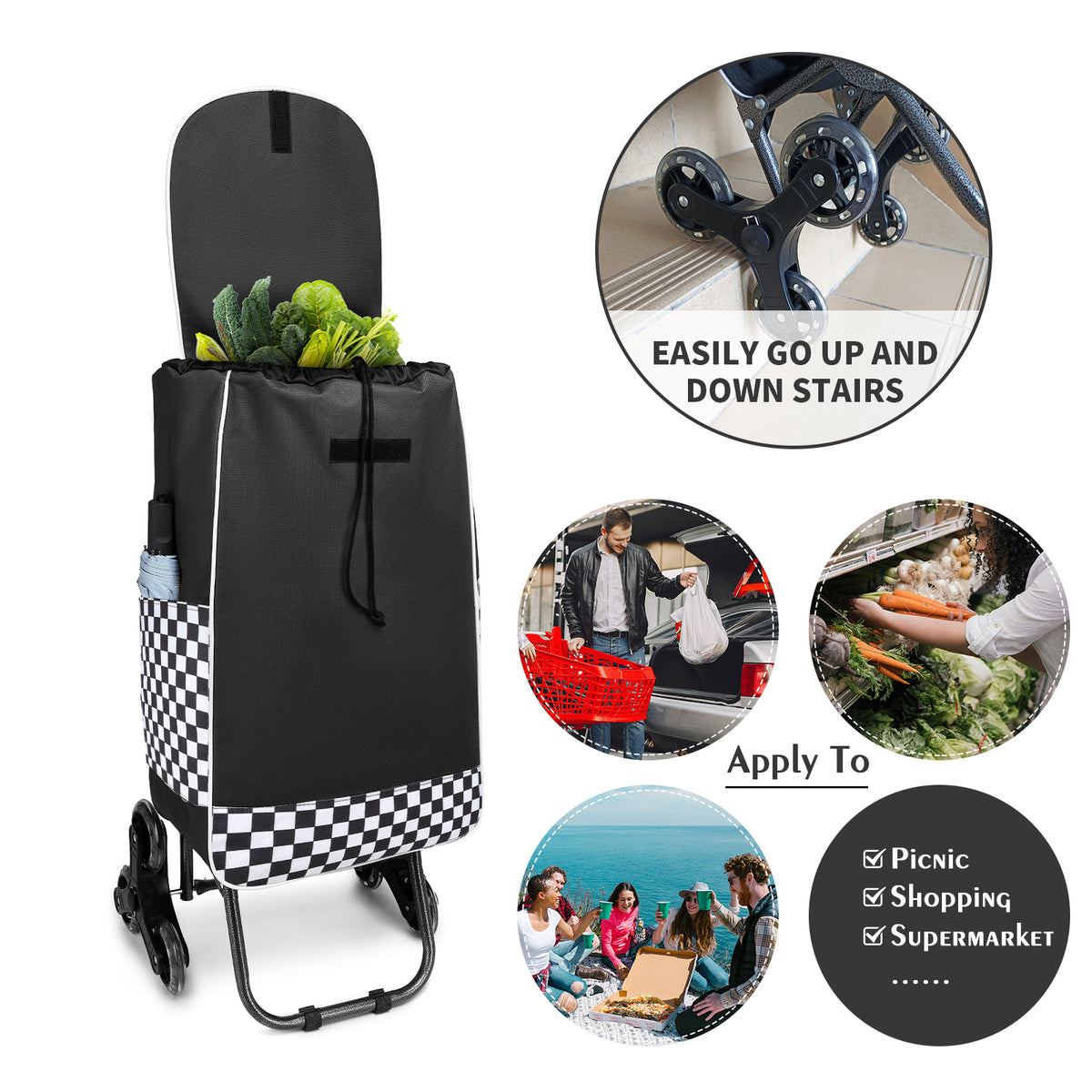 Kono 6 Wheel Push Shopping Trolley