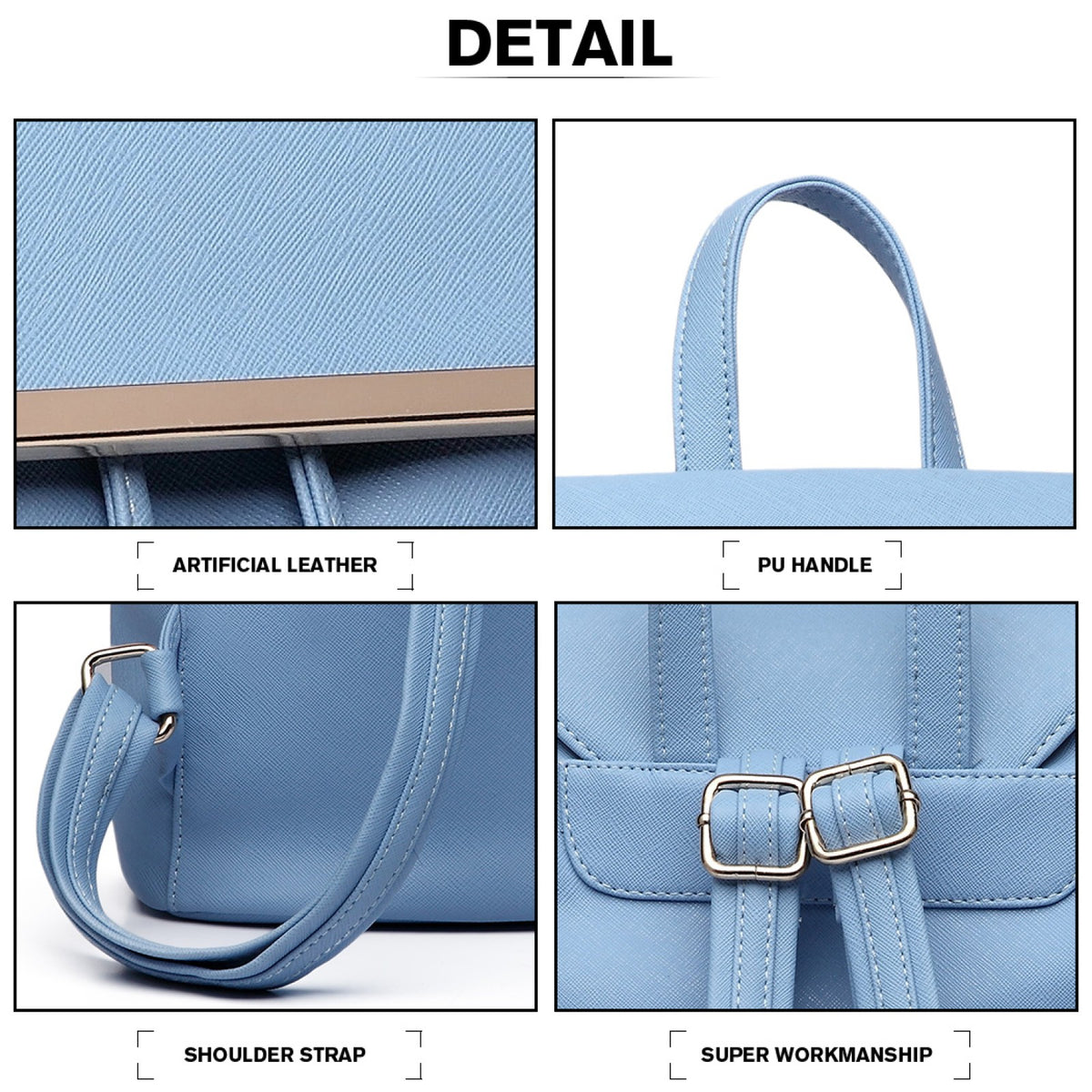 Miss Lulu Faux Leather Stylish Fashion Backpack