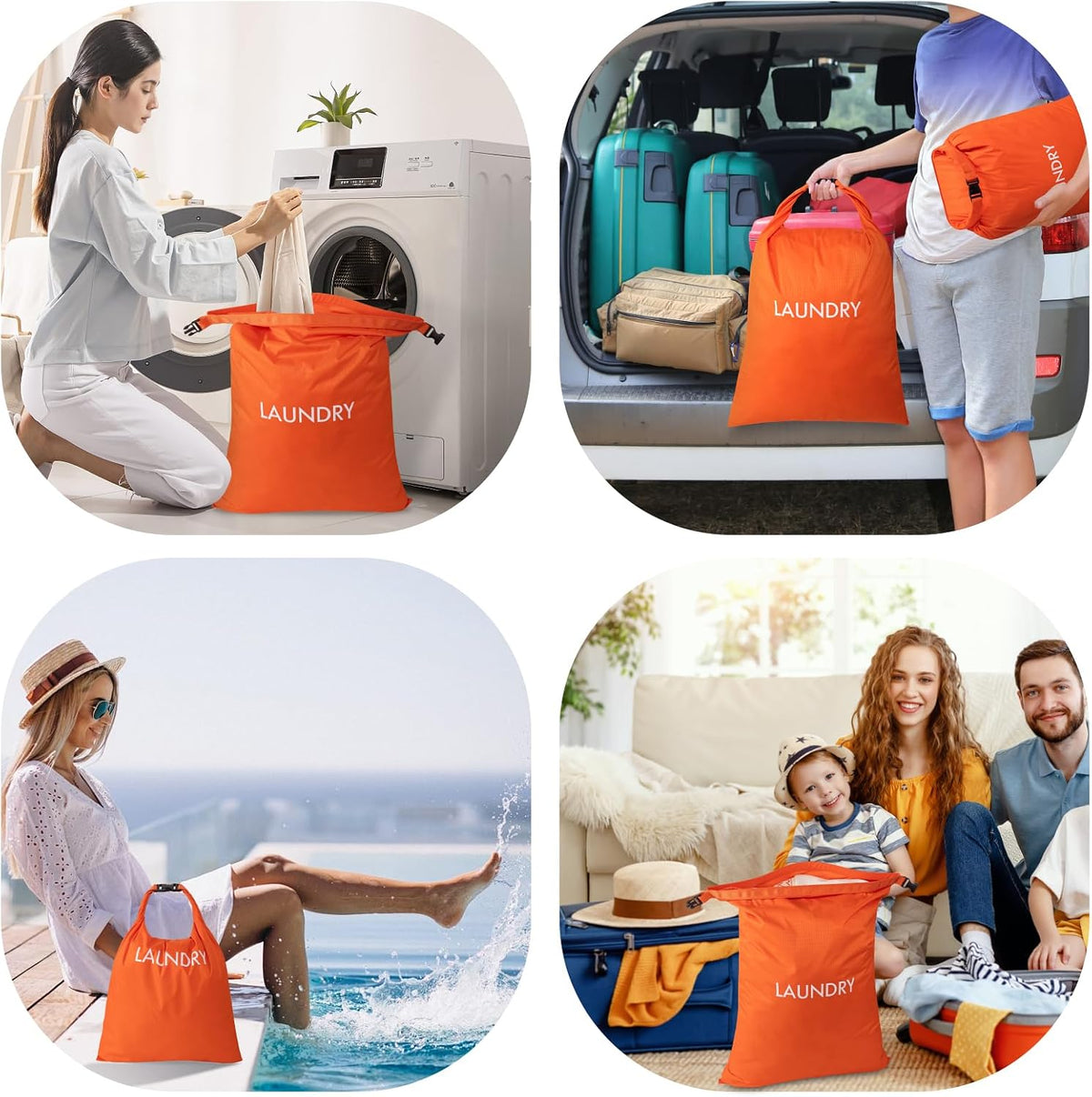 2 Pack Travel Laundry Bag, Nylon Washing Bags for Laundry, Camping