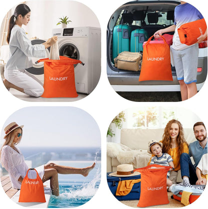 2 Pack Travel Laundry Bag, Nylon Washing Bags for Laundry, Camping