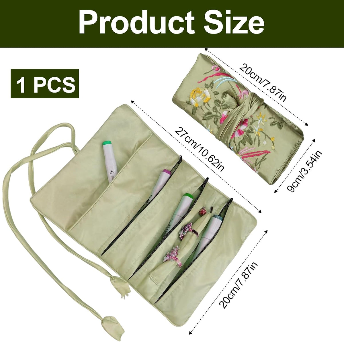 Jewellery Roll, Travel Jewellery Case, Travel Jewellery Organiser, Portable Hand Roll Bag Jewelry Bag for Necklace Ring Bracelet Storage, Foldable Ancient Style Pouch