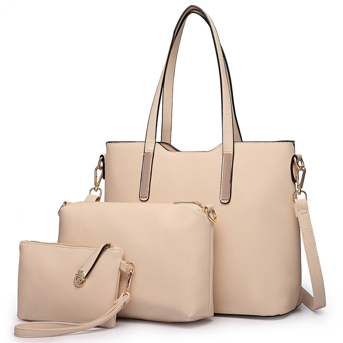 Miss Lulu Three Piece Tote Shoulder Bag And Clutch