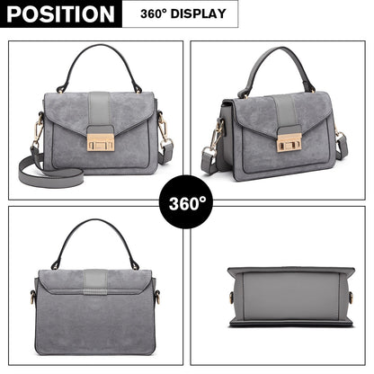 Miss Lulu Matte PU Leather Midi Handbag Cross Body Bag