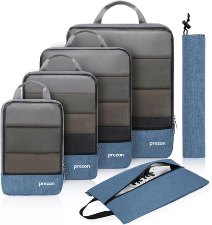 Compression Packing Cubes, Luggage Organiser Set, Extensible Suitcase Organiser, Packing Organisers for Suitcases, Packing Cubes for Travel or Home Storage