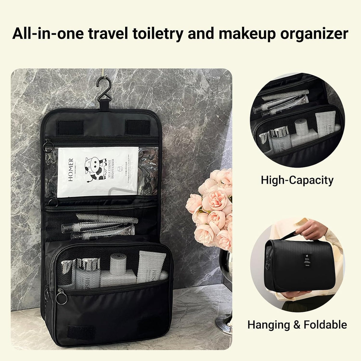 9 PCS Packing Cubes for Suitcases Waterproof Packing Cubes Black
