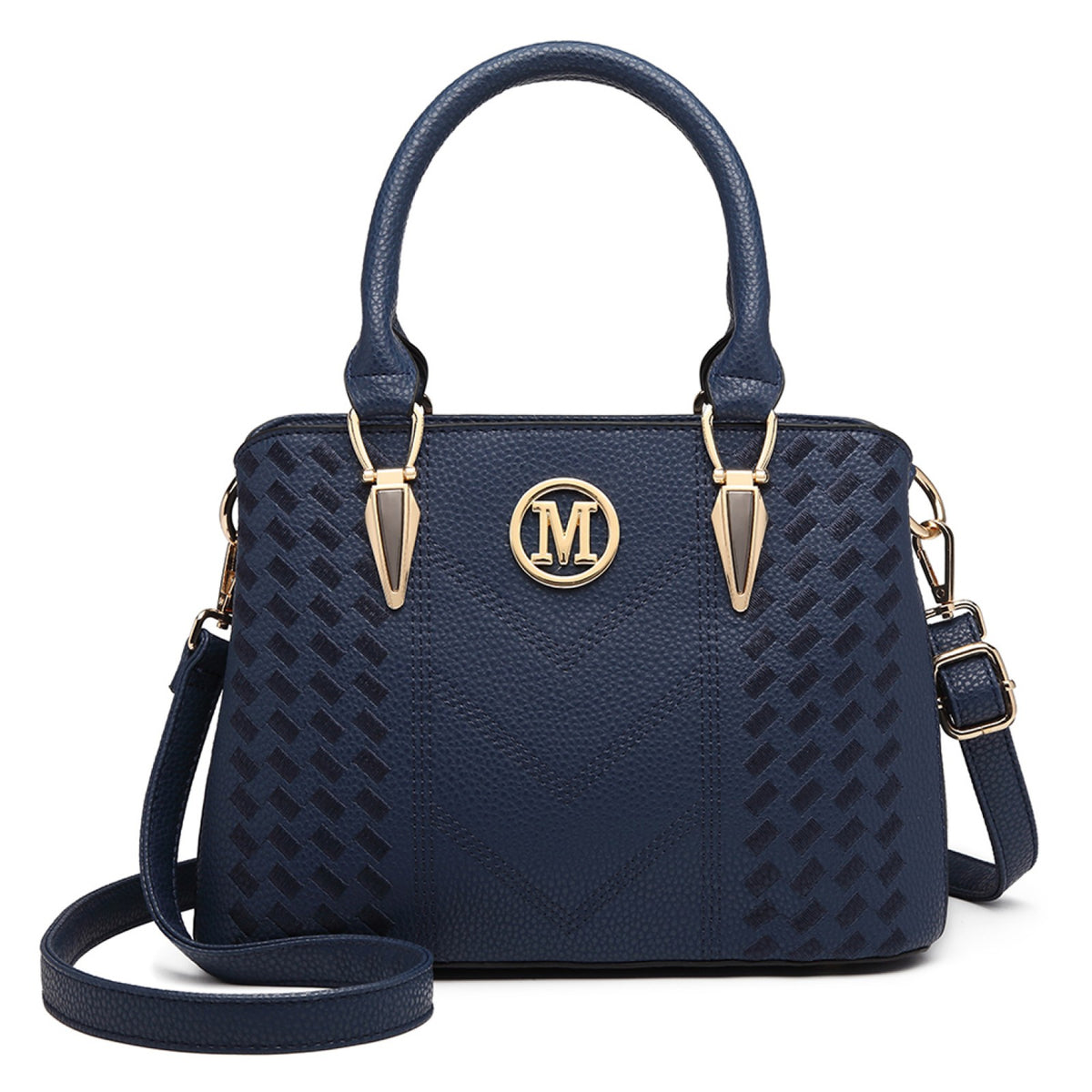 Miss Lulu Leather Look Weave Effect Shoulder Bag