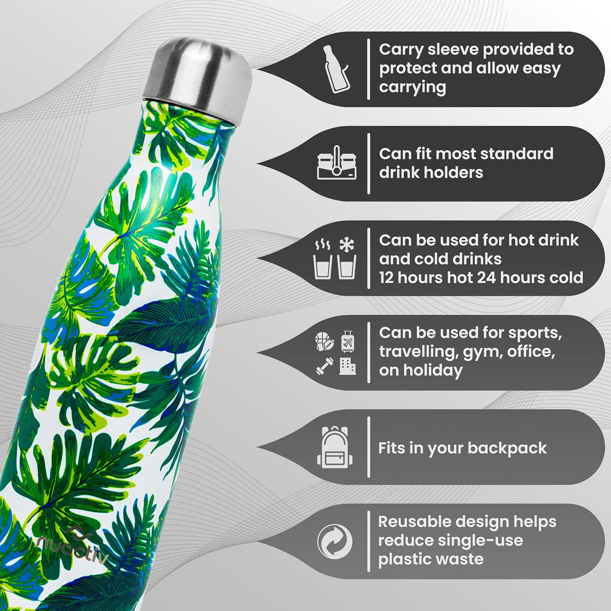 Stainless Steel Water Bottle 500Ml Vacuum Insulated Metal Flask
