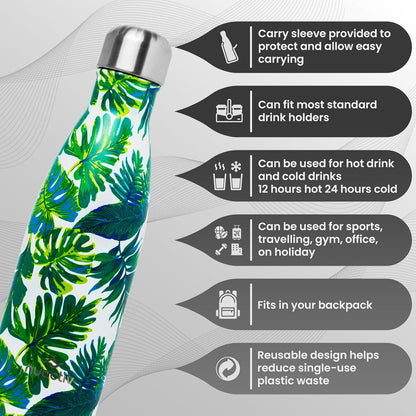 Stainless Steel Water Bottle 500Ml Vacuum Insulated Metal Flask