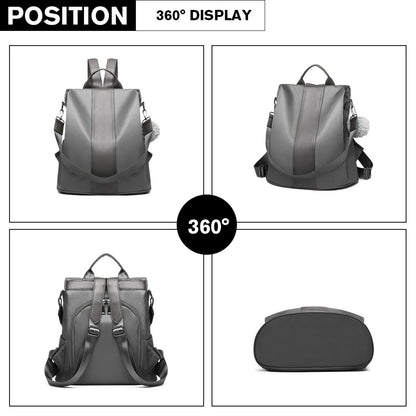 Miss Lulu Two Way Backpack Shoulder Bag with Pom Pom Pendant