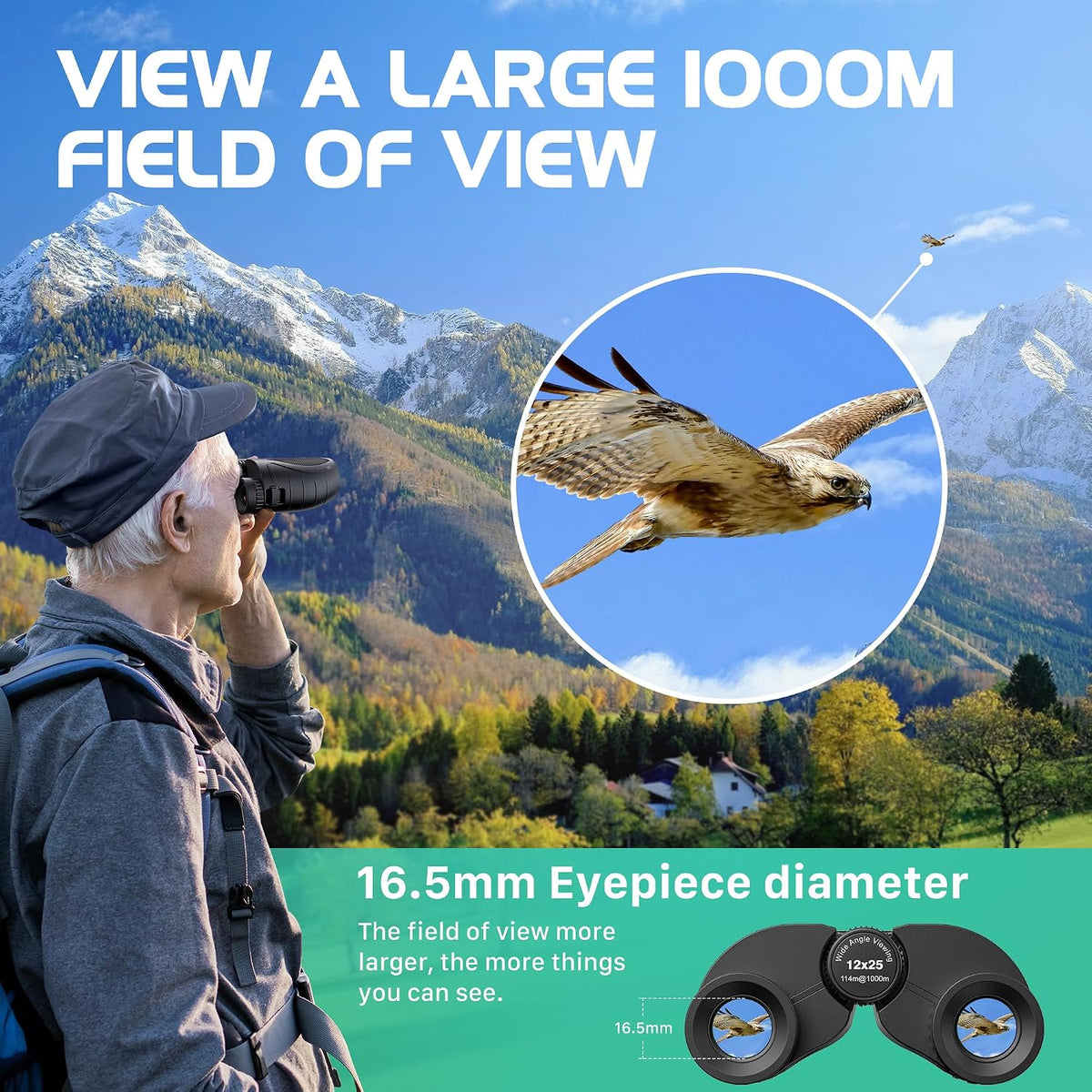 Compact Binoculars for Adults Kids, 12X25 Binoculars Lightweight